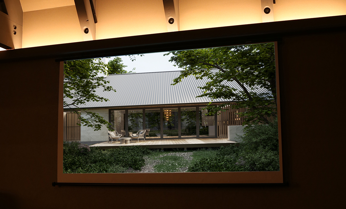 貸別荘「Moi Sauna Villa」　プロジェクター大画面